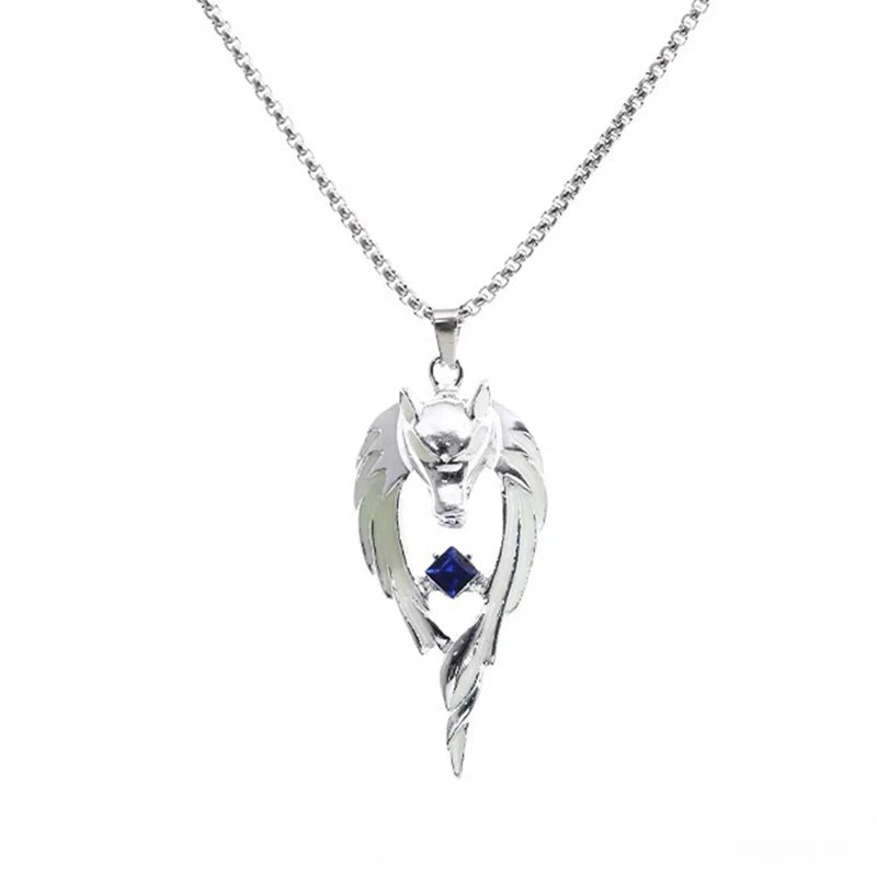 DRAVEN — Glowing Wolf Pendant Necklace – Vintage Punk  Jewelry for Men