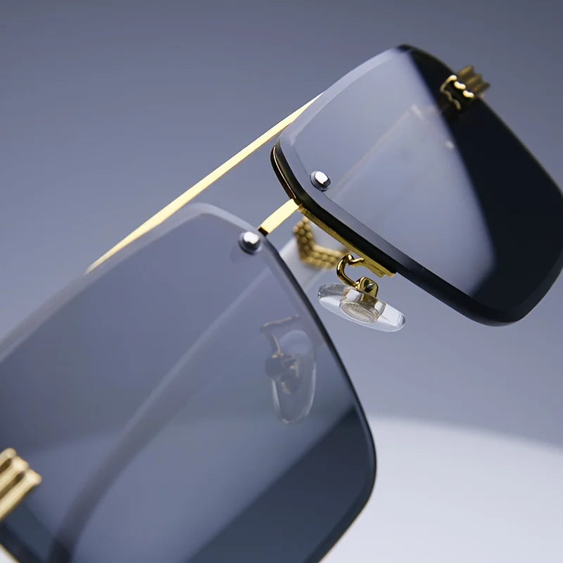 Rimless Square Sunglasses – Classic Minimal Design – Elegant Men's Accessory | Accessorio Uomo Elegante