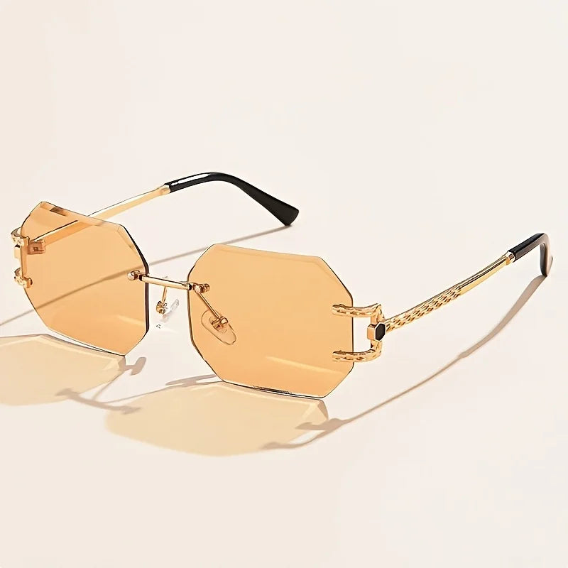 DRAVEN — Rimless Geometric Sunglasses – Clear Lens Street Luxury