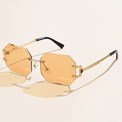 Rimless Geometric Sunglasses – Clear Lens Street Luxury – Elegant Men's Accessory | Accessorio Uomo Elegante