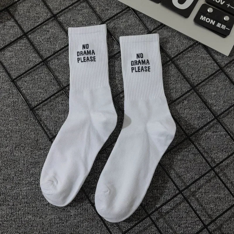 DRAVEN — Unisex Letter Street Socks – White College Style