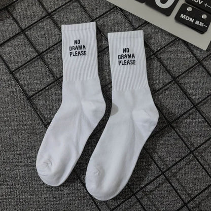 Unisex Letter Street Socks – White College Style