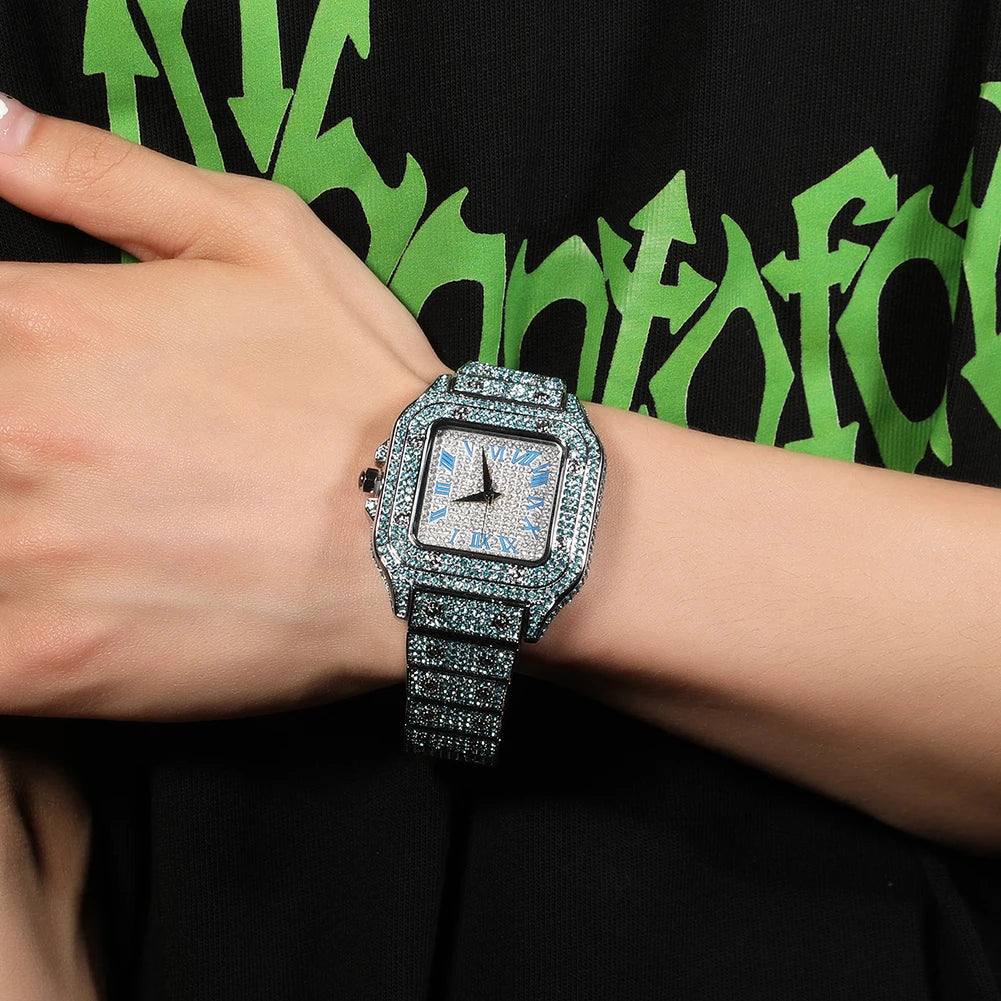 DRAVEN — Royal Frost – Men’s Blue Crystal Square Watch