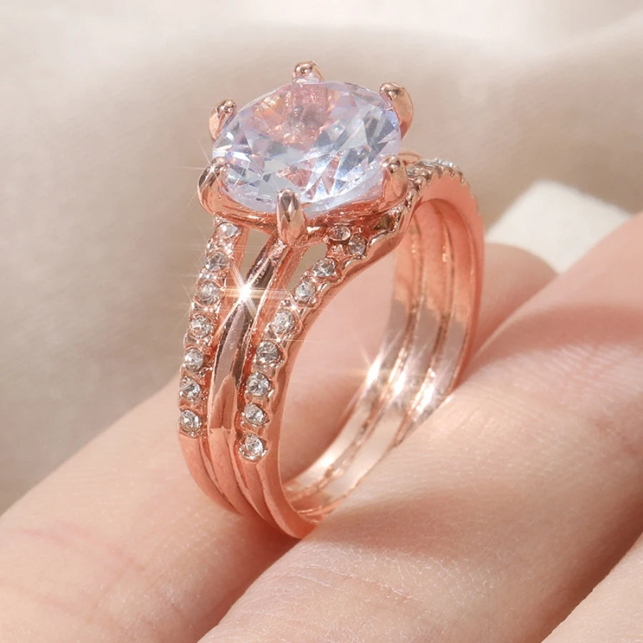 DRAVEN — Rose Gold Six Claw Zircon Ring