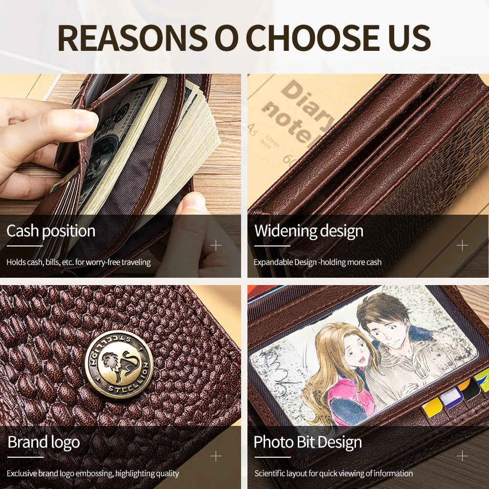 DRAVEN — Genuine Leather Crocodile Wallet Men Retro Large Capacity