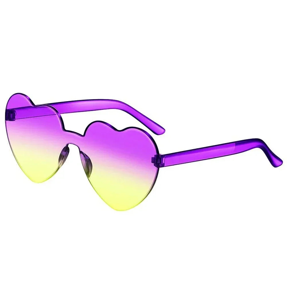DRAVEN — Rimless Heart Sunglasses – Colorful Gradient Love Shades
