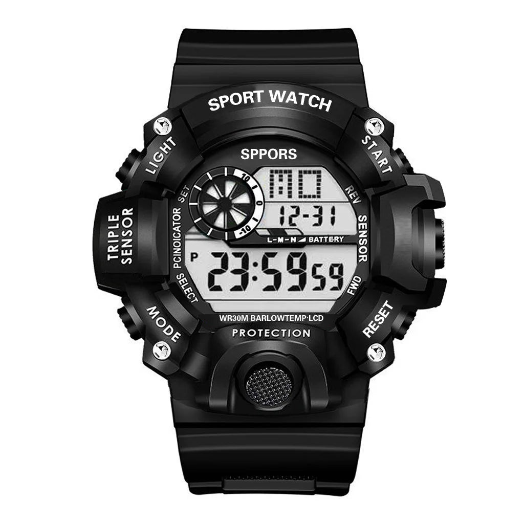 Tactical Edge – Men’s Digital Sport Watch with Luminous Display & Alarm – Elegant Men's Accessory | Accessorio Uomo Elegante