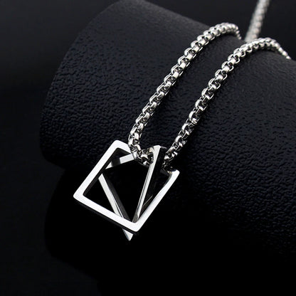 Geometric Triangle Couple Necklace – Stainless Steel Jewelry for Men and Women