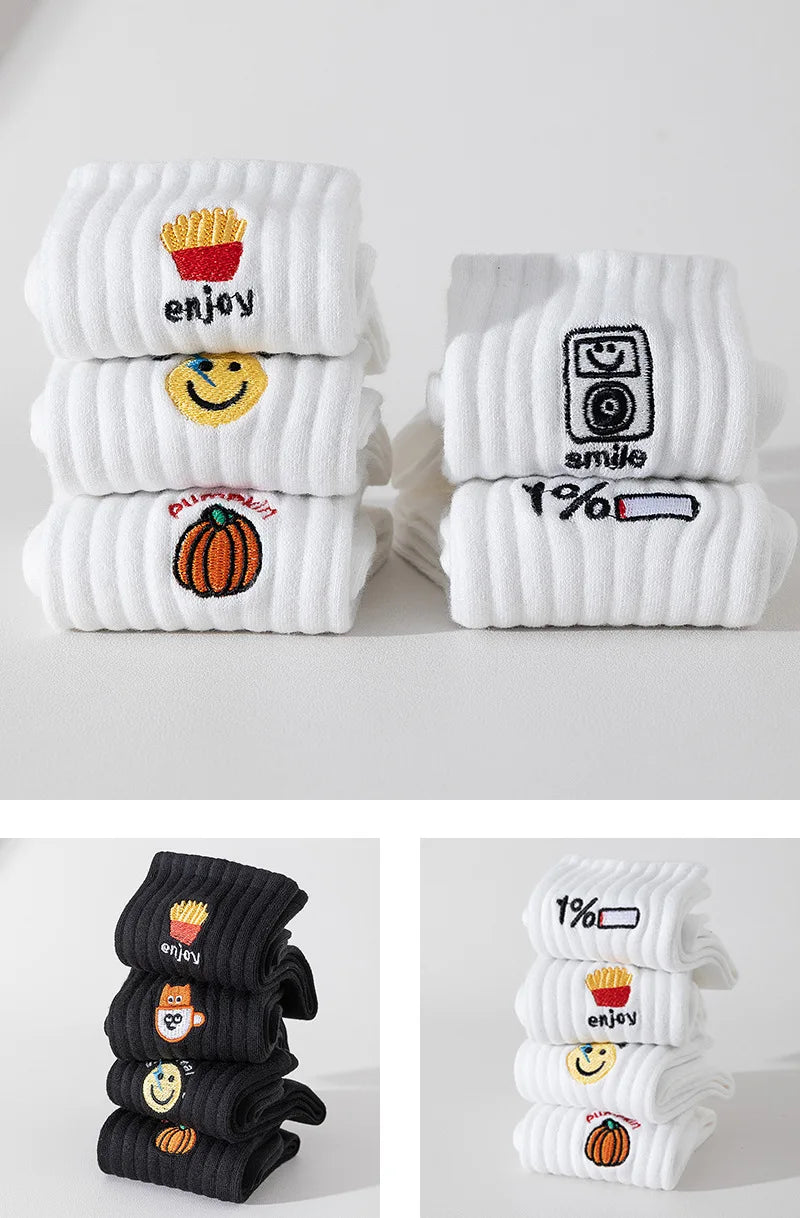 DRAVEN — Cartoon Embroidered Socks – Unisex Harajuku Street Style