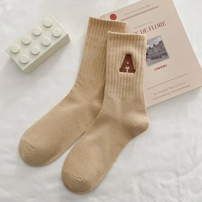 Women's Kawaii Letter A Socks – Warm Korean Style