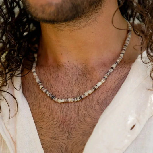 DRAVEN — Natural Stone Beaded Necklace – Vintage Geometric Pendant Jewelry for Men — Necklaces & Chains | DRAVEN