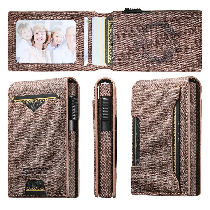 DRAVEN — Automatic Card Ejector Wallet Men Faux Leather Slim Case