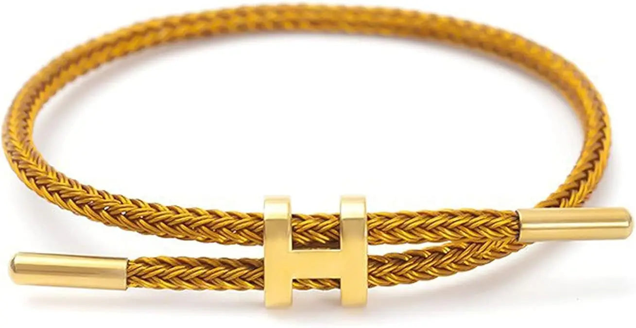 14K Gold-Plated Wire Rope Charm Bracelet – Elegant Men's Accessory | Accessorio Uomo Elegante