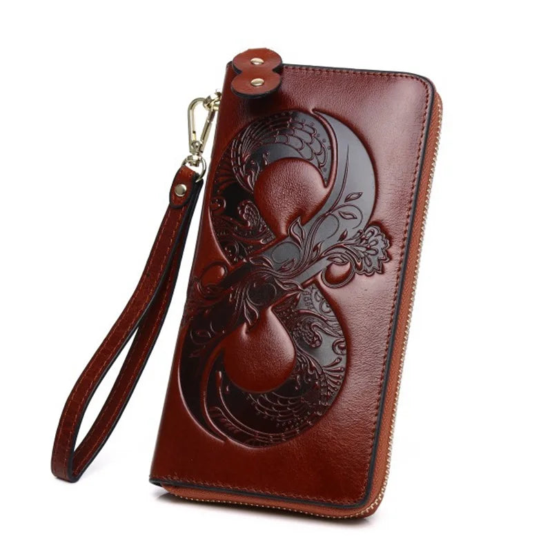 DRAVEN — Vintage Genuine Cowhide Wallet Women 2025 Floral Design