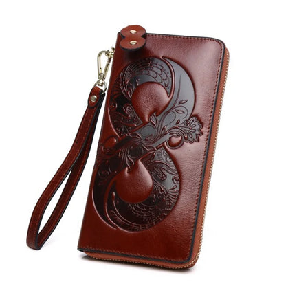 Vintage Genuine Cowhide Wallet Women 2025 Floral Design – Elegant Men's Accessory | Accessorio Uomo Elegante
