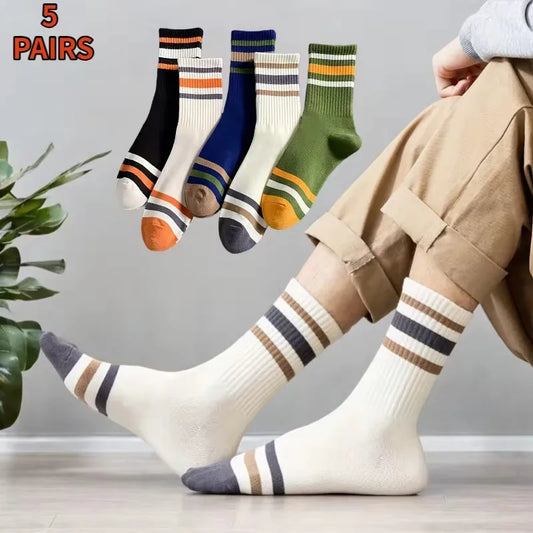 DRAVEN — Colorful Striped Socks – 5 Pairs Unisex Casual Style — Socks | DRAVEN