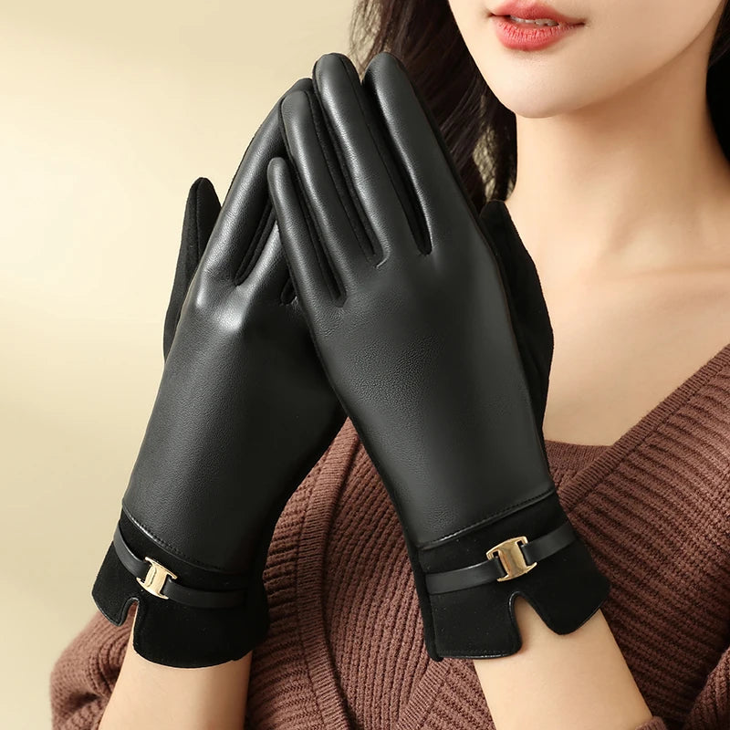 Fleece-Lined PU Gloves – Women’s Elegant Winter Style – Elegant Men's Accessory | Accessorio Uomo Elegante