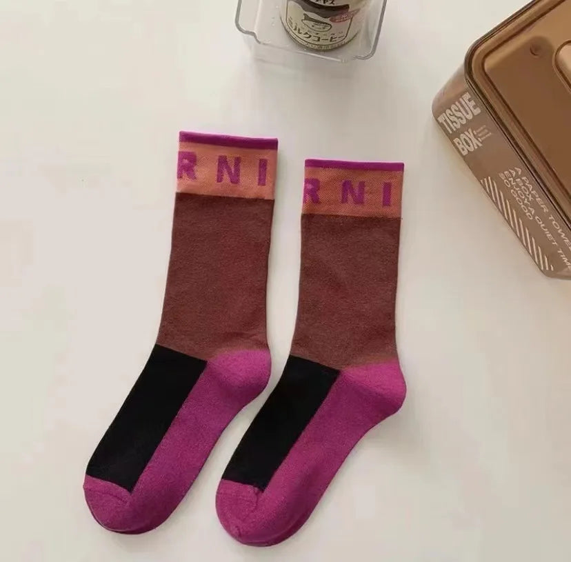 DRAVEN — Colorblock Alphabet Socks – Unisex Designer Street Style