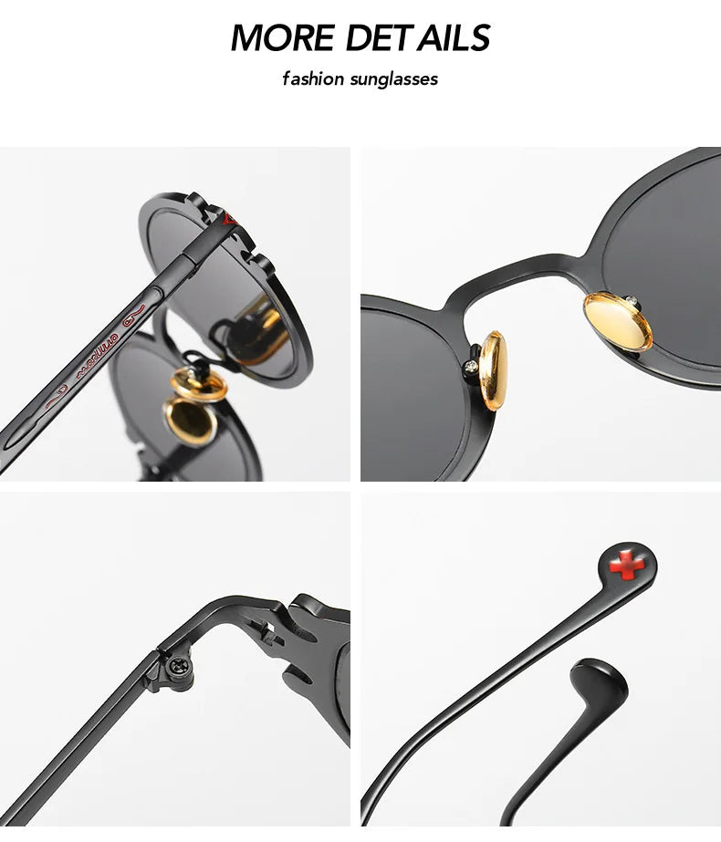 Gold Metal Sunglasses – Oval Gothic Vintage Design – Elegant Men's Accessory | Accessorio Uomo Elegante