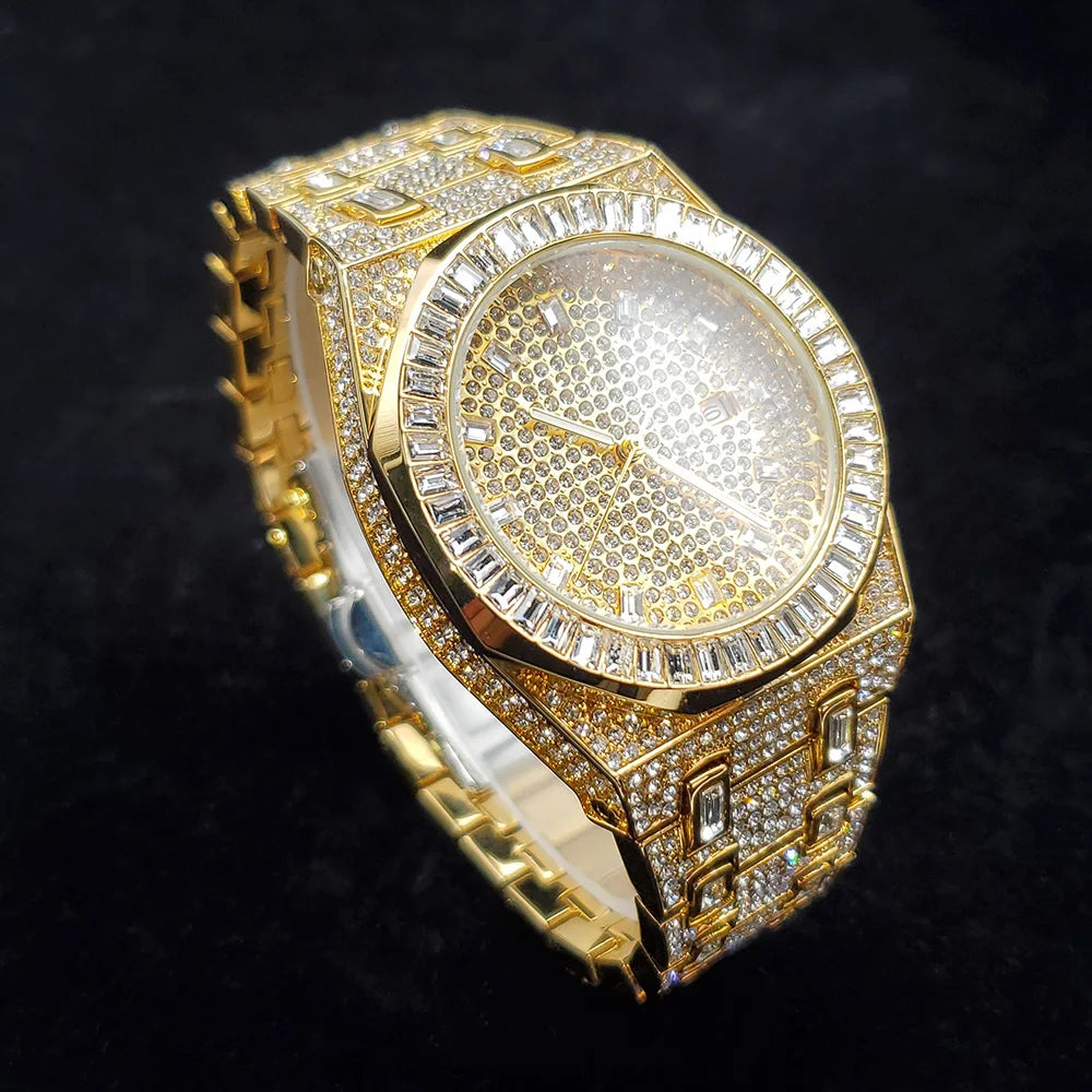 DRAVEN — Golden Dynasty – Men’s 18K Gold-Plated Luxury Watch with Crystal Detailing
