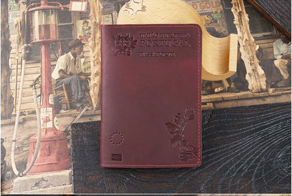 Genuine Leather Portugal Passport Holder Travel Wallet – Elegant Men's Accessory | Accessorio Uomo Elegante