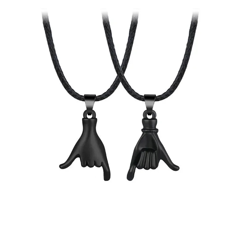 DRAVEN — Pinky Swear Couple Necklace Set – Promise Hand Pendant Jewelry for Lovers and Friends