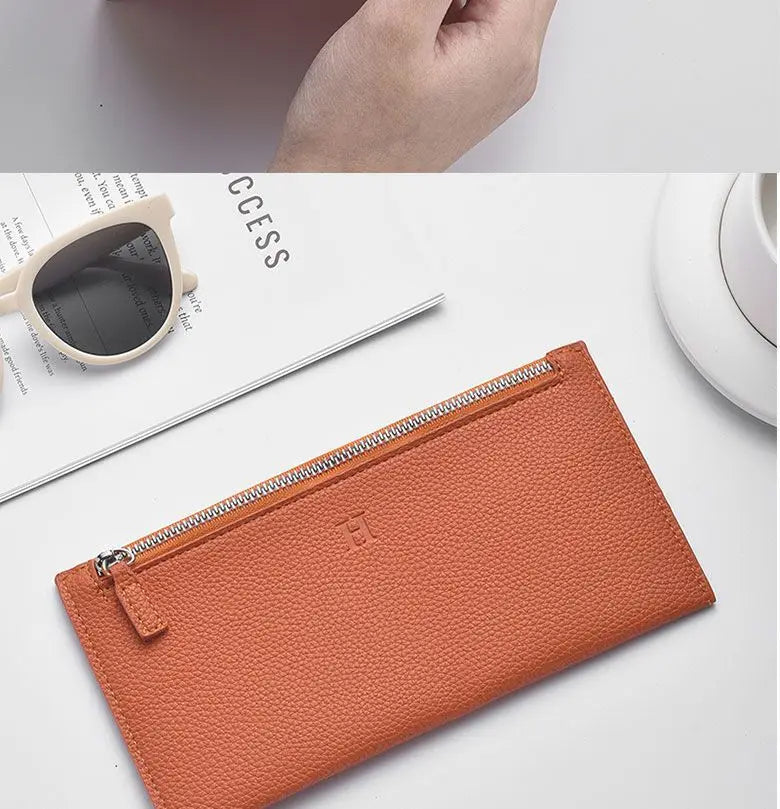 DRAVEN — Ultra Thin Leather Long Wallet 2025 Simple Zipper Design