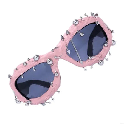 Rivet Frame Sunglasses – Punk Night Shades – Elegant Men's Accessory | Accessorio Uomo Elegante