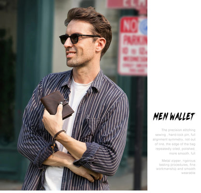 Leather Airtag Wallet Men RFID Aluminum Card Holder – Elegant Men's Accessory | Accessorio Uomo Elegante