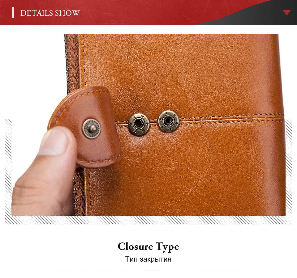 DRAVEN — Luxury Cowhide Leather Wallet Women Long Multifunction Design