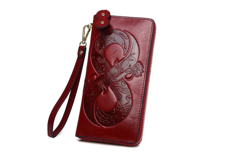 DRAVEN — Vintage Genuine Cowhide Wallet Women 2025 Floral Design