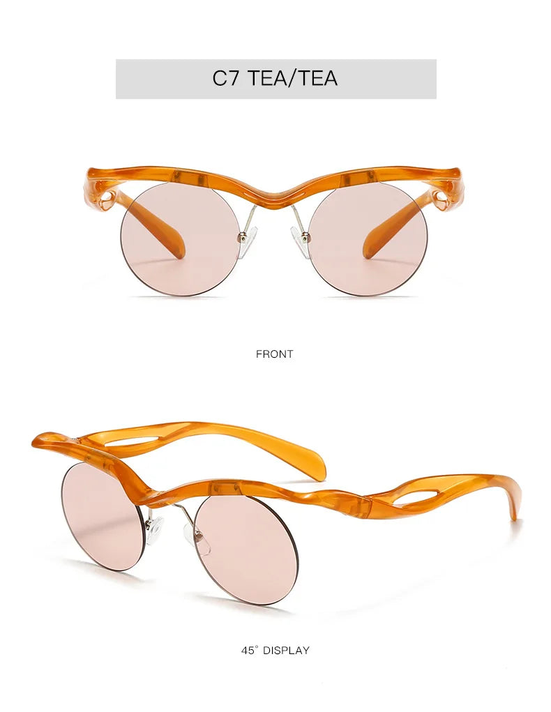 Rimless Round Sunglasses – Trendy Designer Shape – Elegant Men's Accessory | Accessorio Uomo Elegante