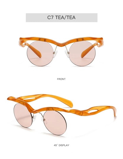 Rimless Round Sunglasses – Trendy Designer Shape – Elegant Men's Accessory | Accessorio Uomo Elegante