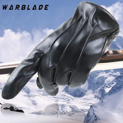 Luxury PU Leather Gloves – Unisex Cashmere Winter Style