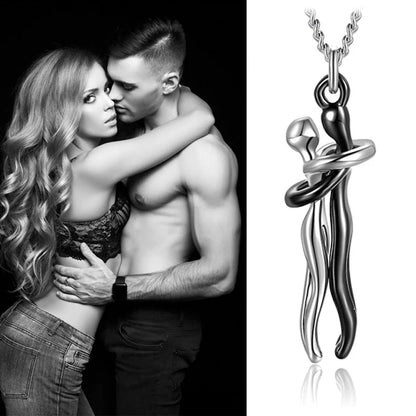Embrace Couple Pendant Necklace – Punk Hug Jewelry for Men and Women – Elegant Men's Accessory | Accessorio Uomo Elegante