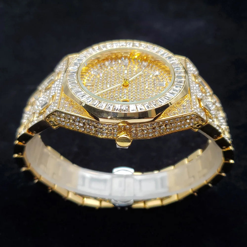 Golden Dynasty – Men’s 18K Gold-Plated Luxury Watch with Crystal Detailing – Elegant Men's Accessory | Accessorio Uomo Elegante