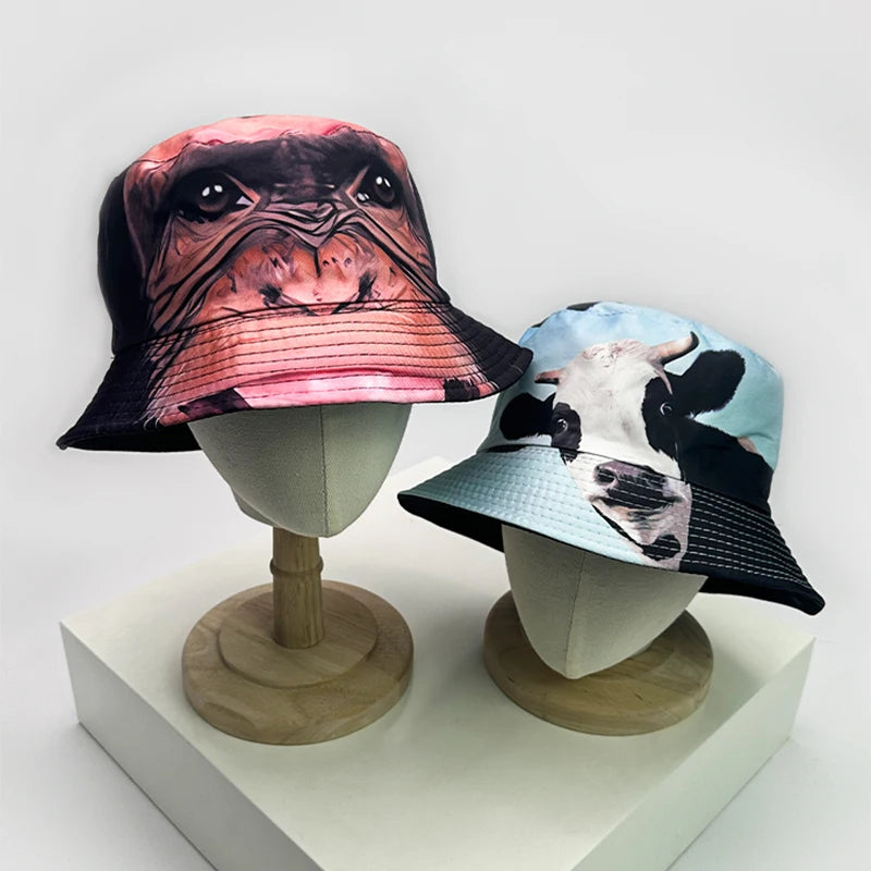 DRAVEN — Funny Animal Print Bucket Hat – Unisex Double-Sided Style