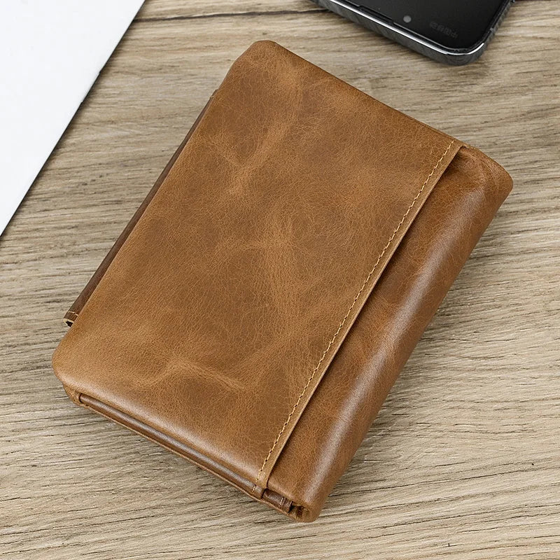 DRAVEN — Genuine Leather Short Wallet Men Soft Card Holder