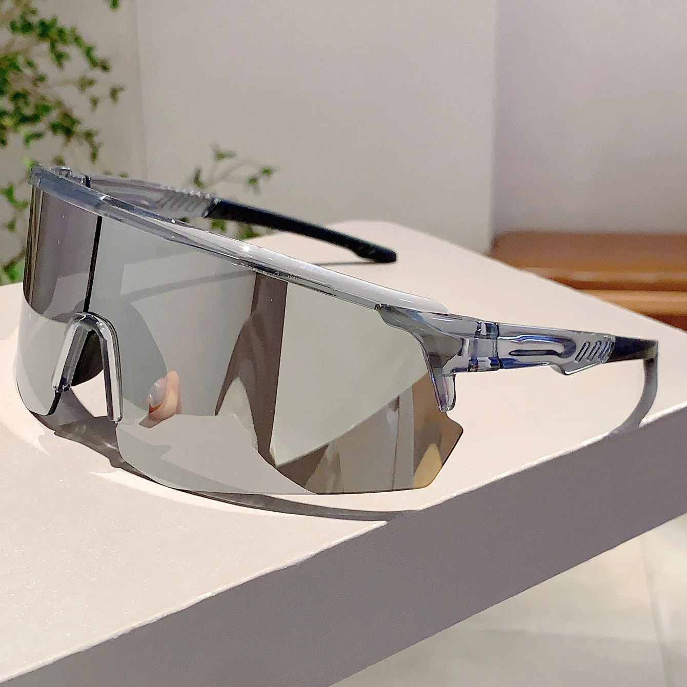 DRAVEN — Semi-Rimless Sport Sunglasses – Oversized Mirror Design