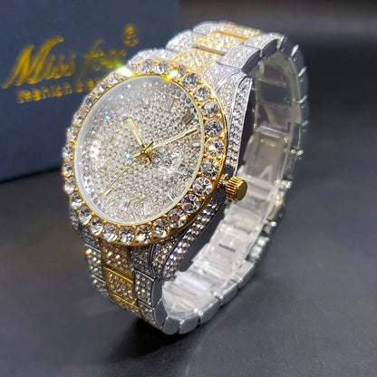 King’s Shine – Men’s Crystal Steel Watch with Calendar & Waterproof Design – Elegant Men's Accessory | Accessorio Uomo Elegante