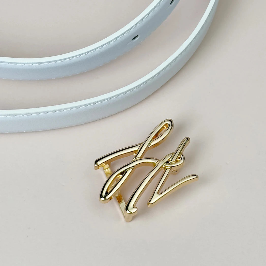 DRAVEN — Women's PU Leather Belt Linear Letter Alloy Buckle