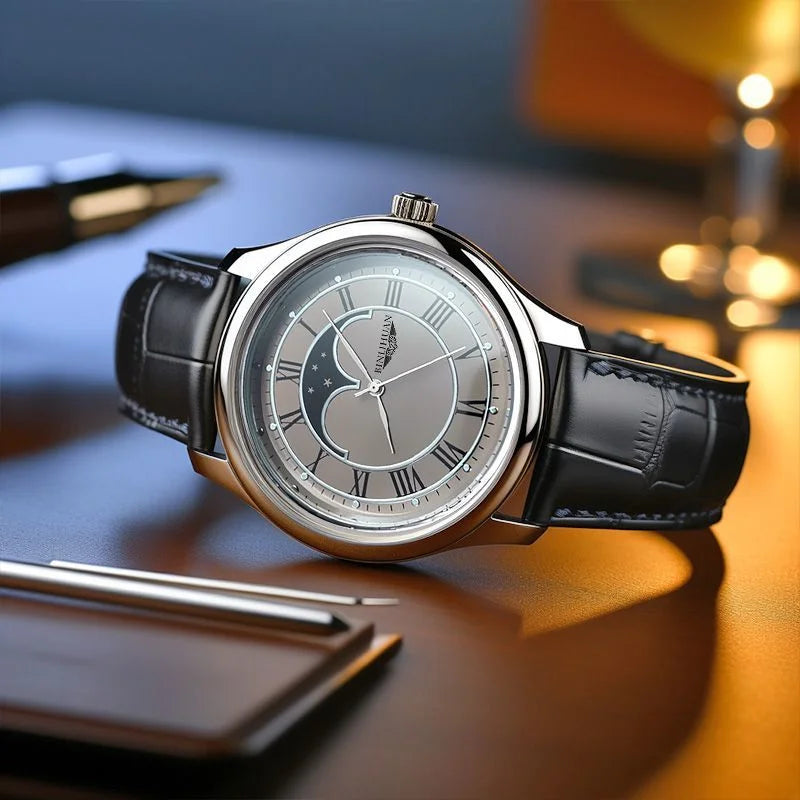 Men’s Luxury Quartz Watch – Elegant Leather & Waterproof Design – Elegant Men's Accessory | Accessorio Uomo Elegante