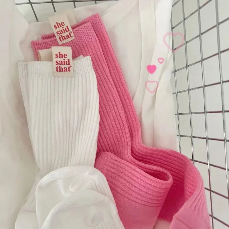 DRAVEN — Retro Label Cotton Socks – Women’s Japanese Street Style