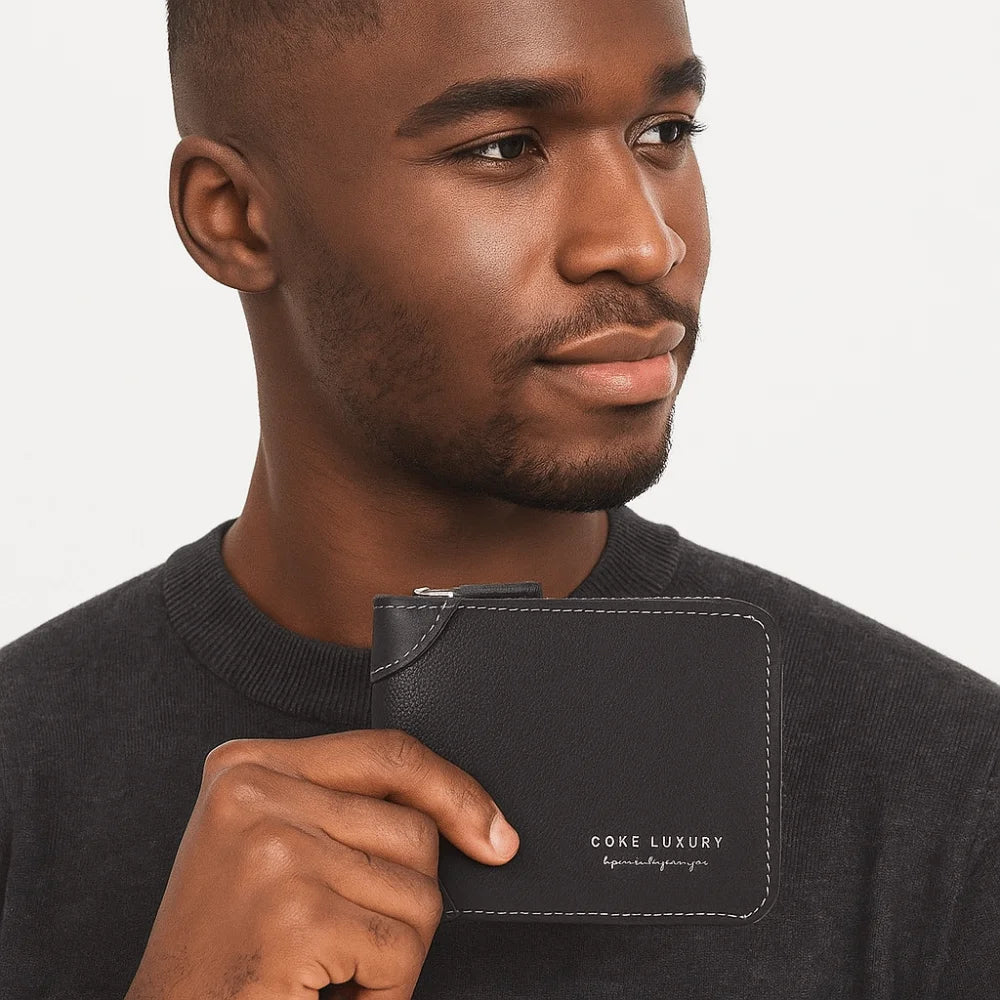 DRAVEN — Luxury PU Leather Wallet Men Zipper Foldable Design
