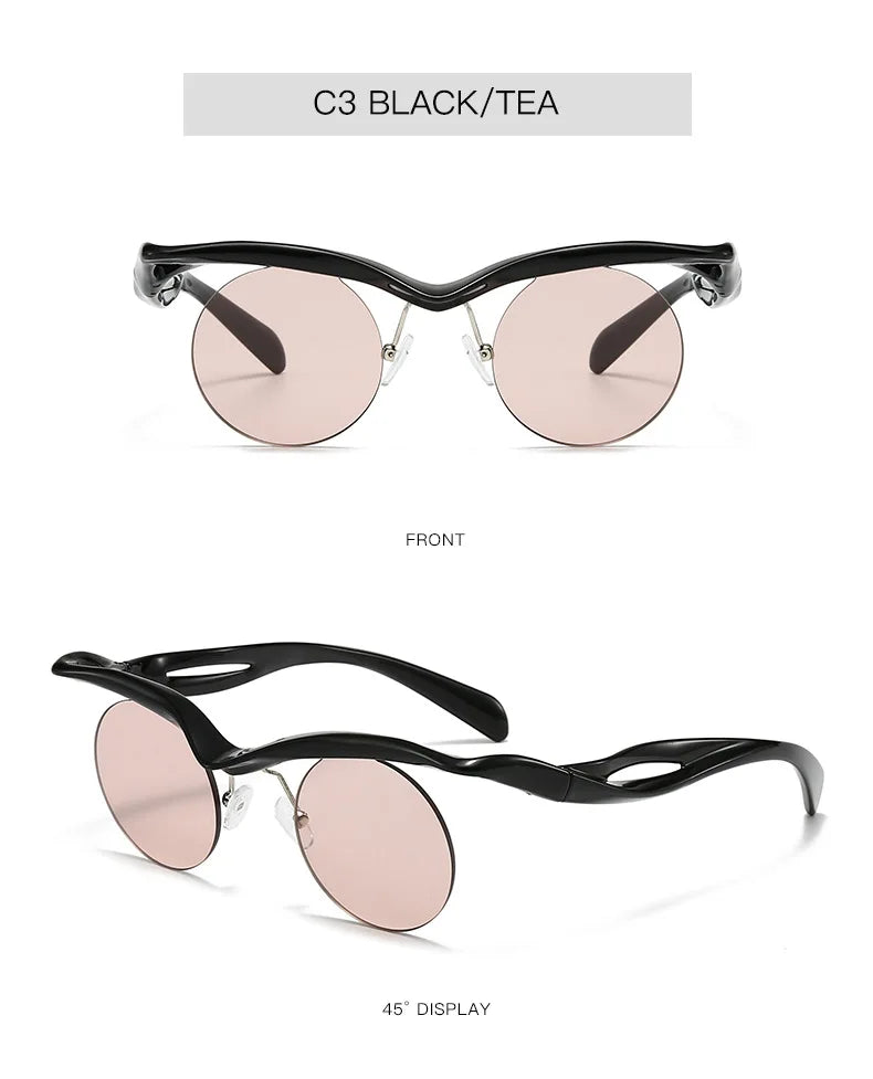 DRAVEN — Rimless Round Sunglasses – Trendy Designer Shape