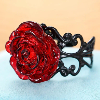 Gothic Red Rose Adjustable Ring – Elegant Men's Accessory | Accessorio Uomo Elegante