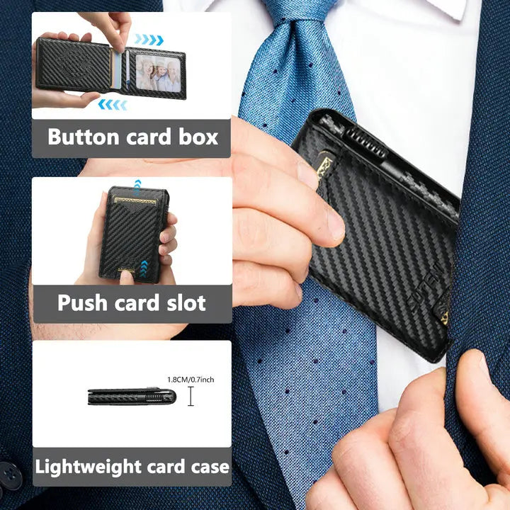 DRAVEN — Automatic Card Ejector Wallet Men Faux Leather Slim Case