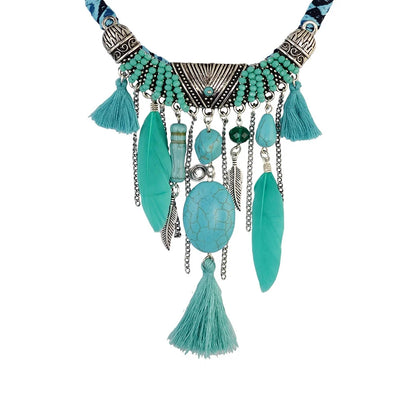Vintage Turquoise Bohemian Necklace – Unique Ethnic Design for Parties