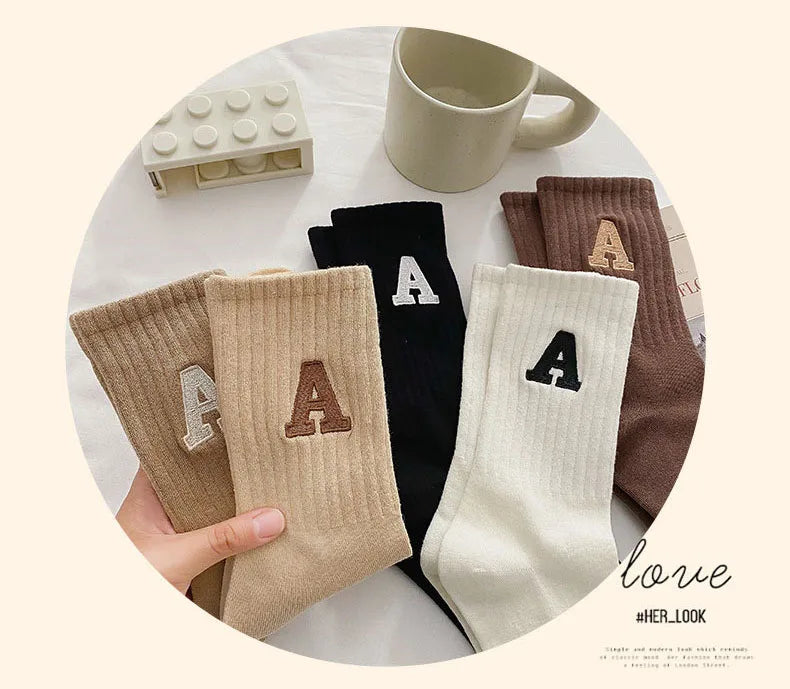 DRAVEN — Women's Kawaii Letter A Socks – Warm Korean Style