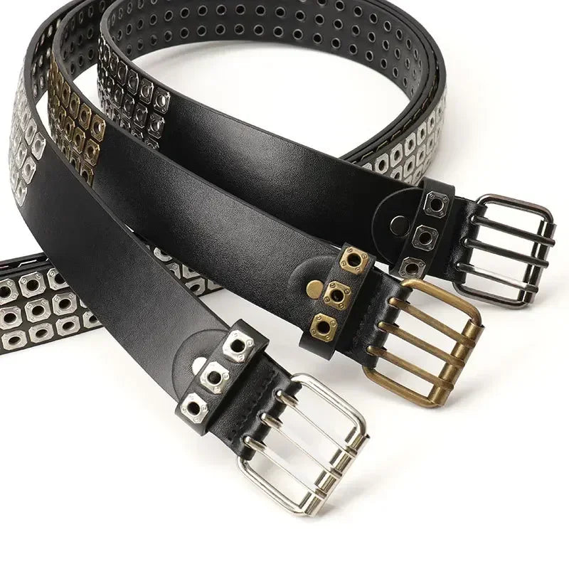 Punk Street Belt Unisex Square Beads Design – Elegant Men's Accessory | Accessorio Uomo Elegante